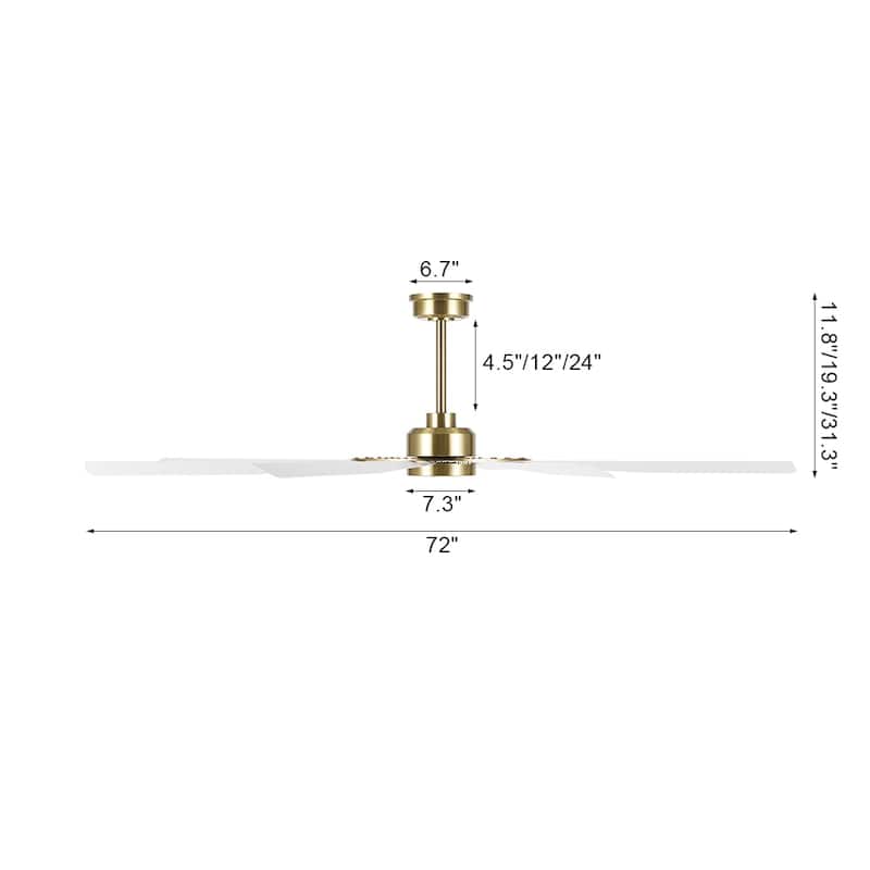 MLiAN 60/72 inch 8 Blades Indoor LED Ceiling Fan with Remote control