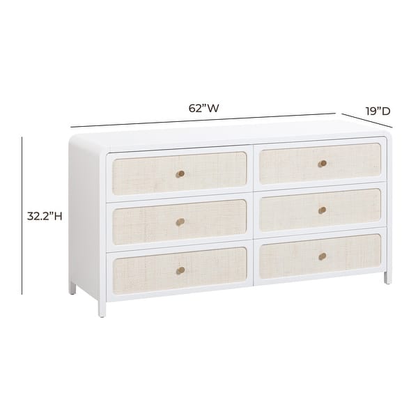 Patty White Rattan 6 Drawer Dresser - Bed Bath & Beyond - 40624972