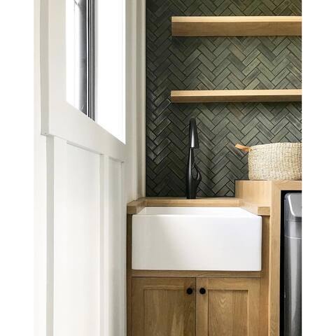 Austen Crisp White Fireclay 24" Single Bowl Farmhouse Apron Kitchen Sink and Care Kit