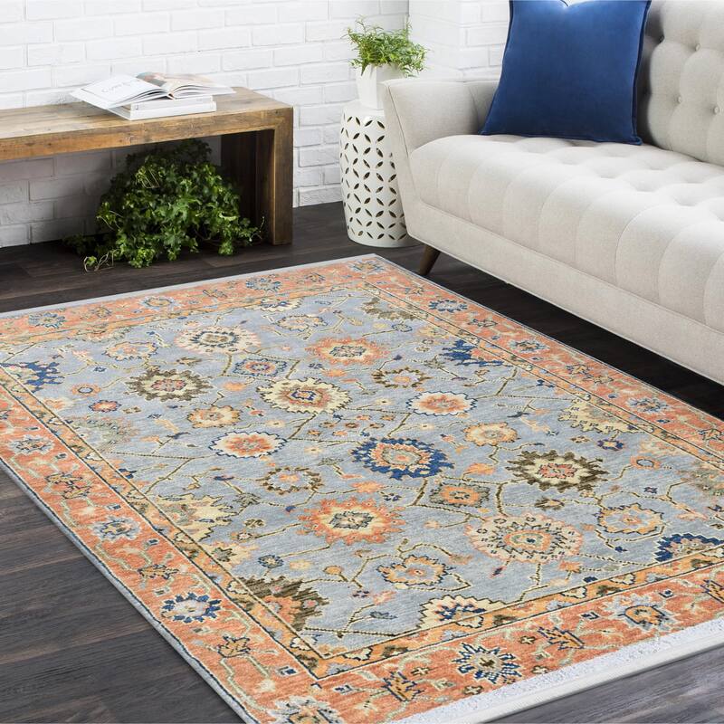 Overton Handmade Modern Contemporary Floral Area Rug