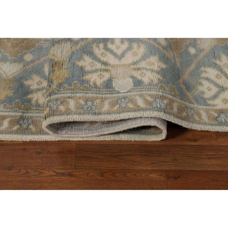 Ivory Oushak Indian Area Rug Handmade Wool Carpet - 8'1"x 9'10"