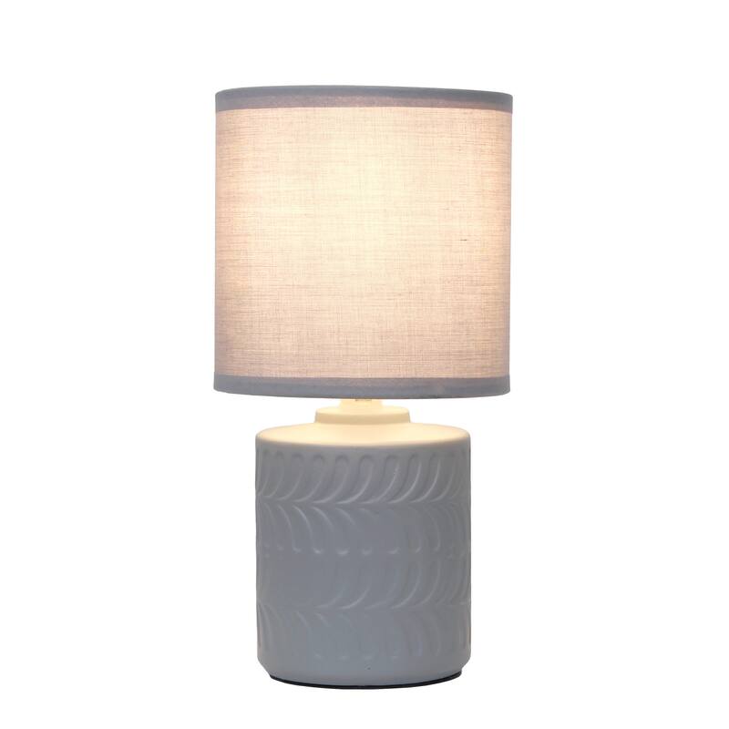 Modern Textured Ceramic Table Lamp with Fabric Drum Shade Compact Accent Lighting Multiple Colors