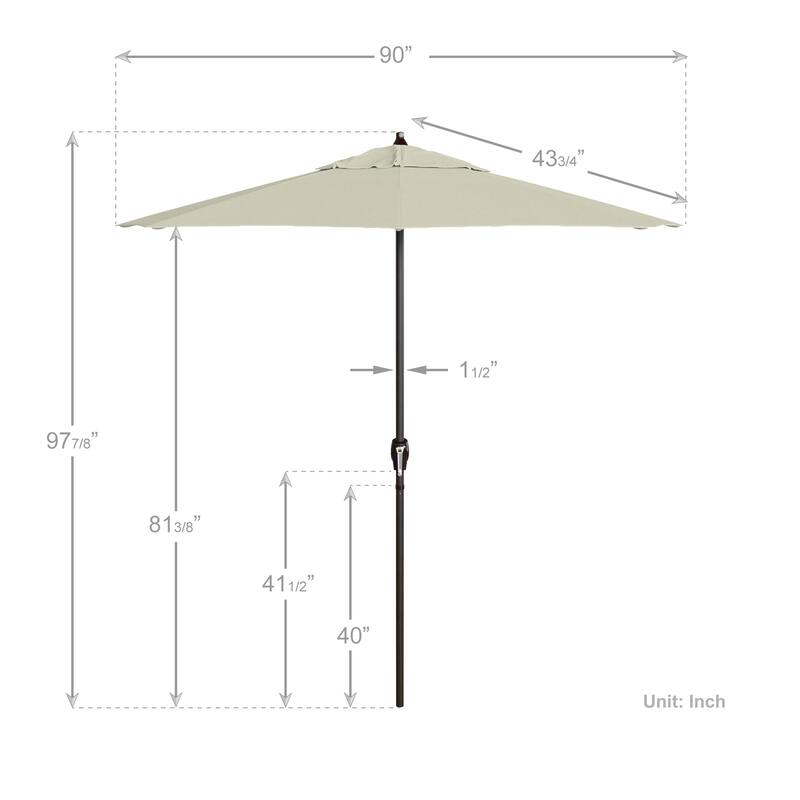 California Umbrella 7.5' Round Crank Lift Auto Tilt 8 Rib Aluminum Patio Umbrella, Bronze Finish, Pacifica Pacific Blue Fabric