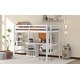 preview thumbnail 3 of 7, White Pine Wood Loft Bed with Desk and Cabinet, Writing Board, Full-Length Guardrail