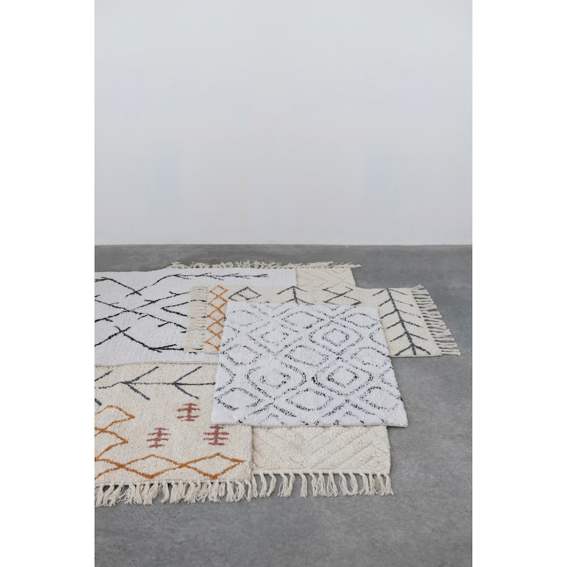 Cotton Tufted Rug with Diamond Pattern - 3' x 5'
