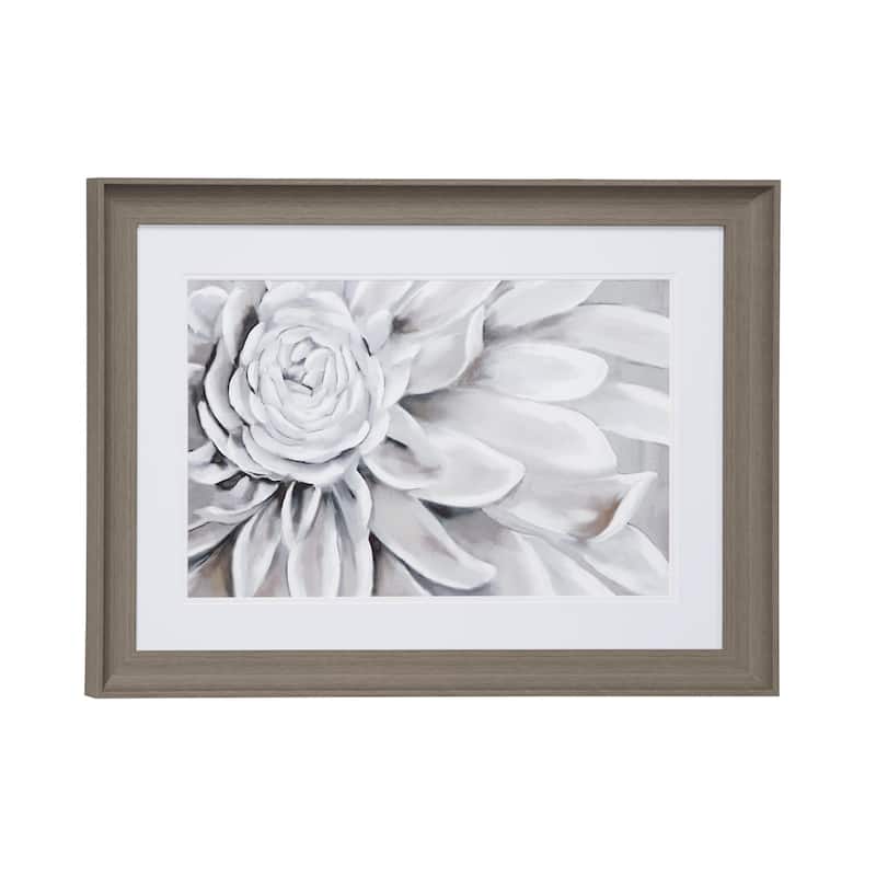 Polystone Floral Wall Decor with Brown Frame - White - Roche River Decor - White