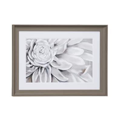 Polystone Floral Wall Decor with Brown Frame - White - Roche River Decor