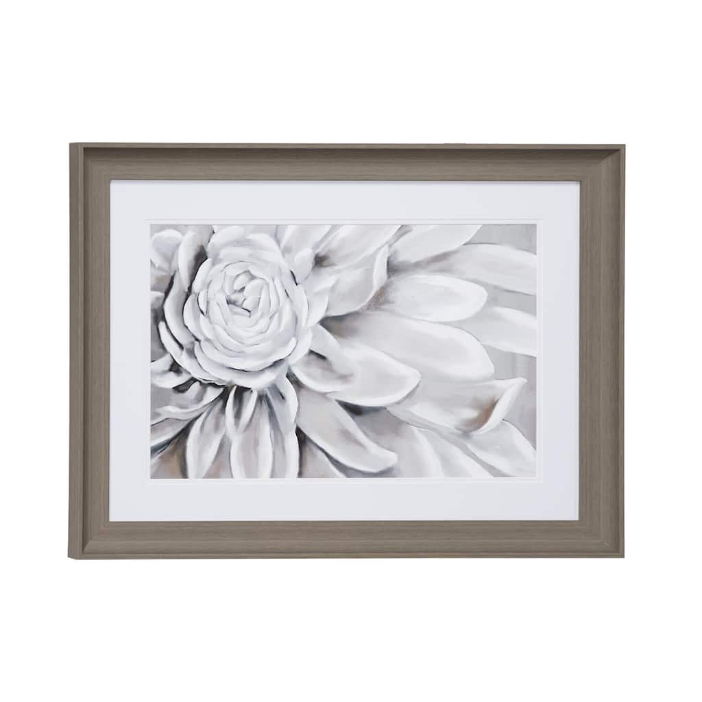 Polystone Floral Wall Decor with Brown Frame - White - Roche River Decor