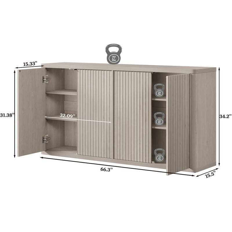 66.3W"Storage Cabinet with Adjustable Shelves