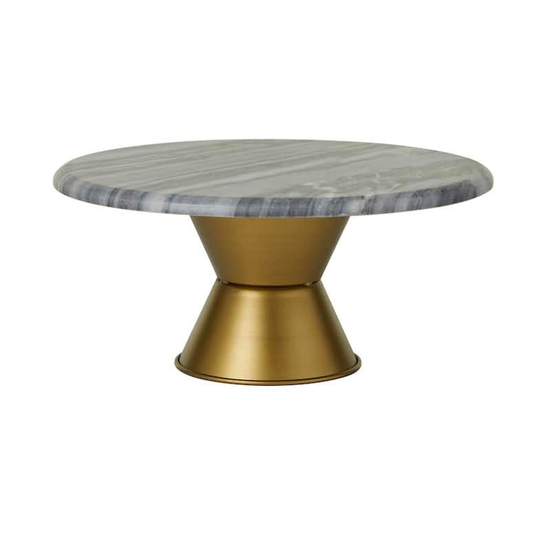 CosmoLiving by Cosmopolitan White or Gray Ceramic Cake Stand with Gold Base