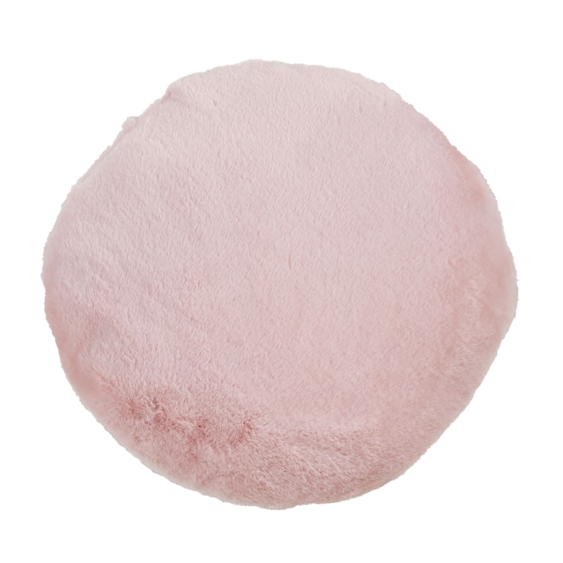 Throw Pillow With Faux Rabbit Fur Design - Pink - 16"x16" Round