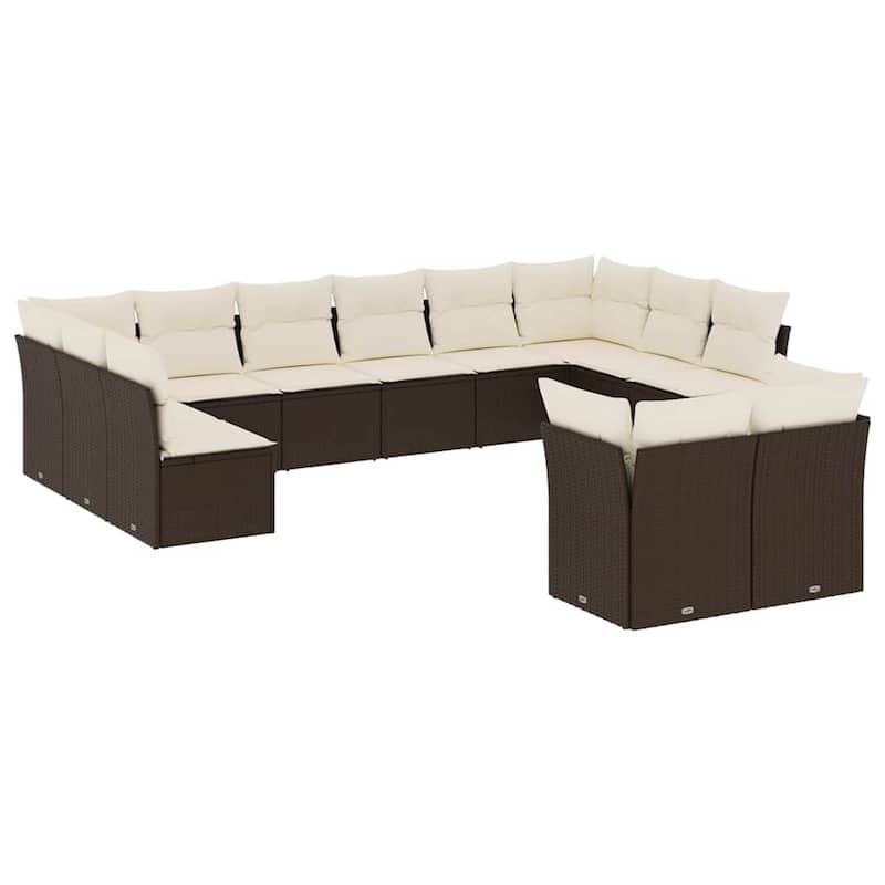 vidaXL Garden Sofa Set Brown PE Rattan Large Modular Garden Sofa Set - 24.4 x 24.4 x 27.2