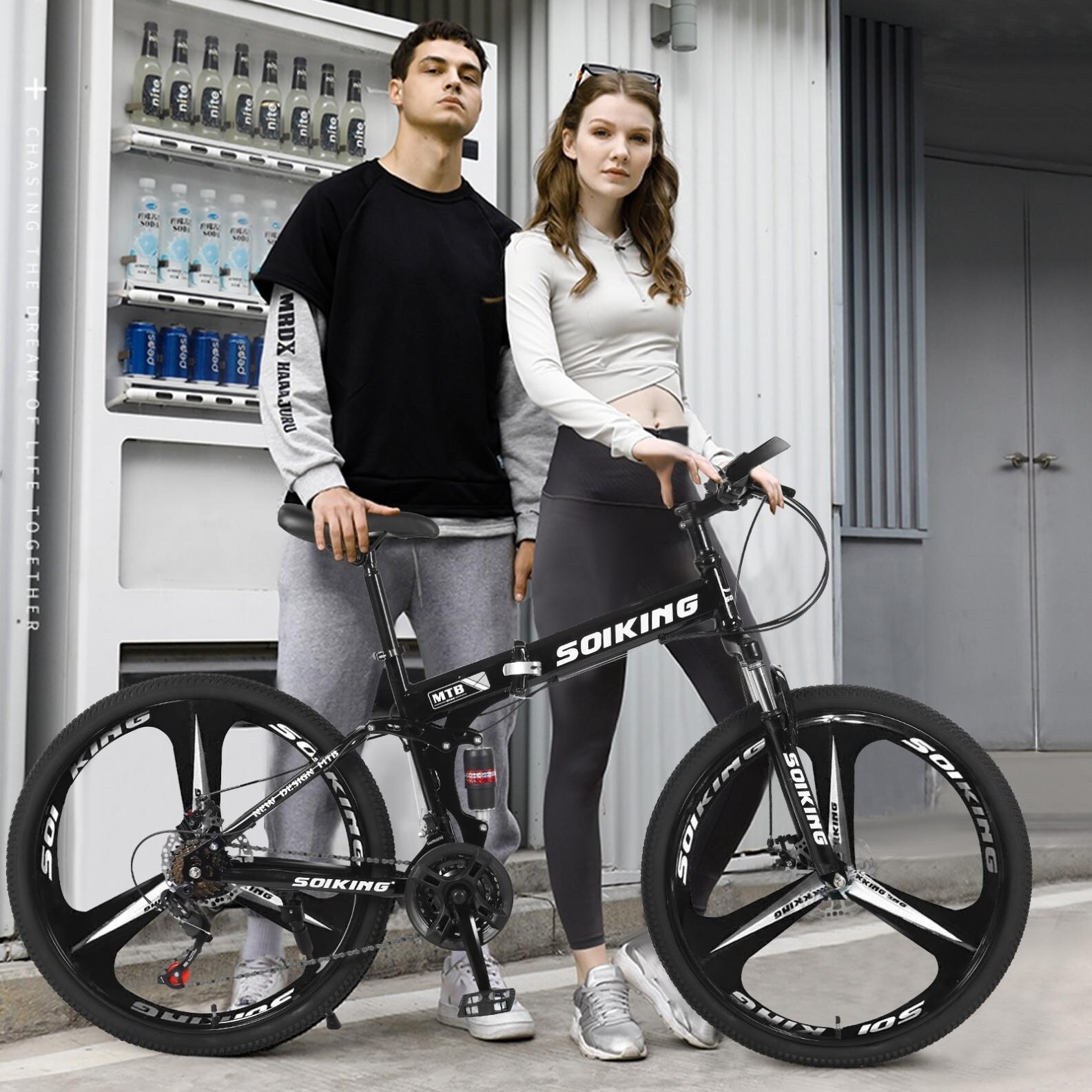 26'' Folding Mountain Bike Shimanos 21 Speed Bicycles Full Suspension MTB Bikes 