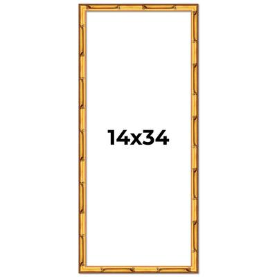 14x34 Frame Gold Bamboo Picture Frame Modern Photo Frame Includes UV Acrylic Shatter Guard Front Acid Free Foam Backing Board