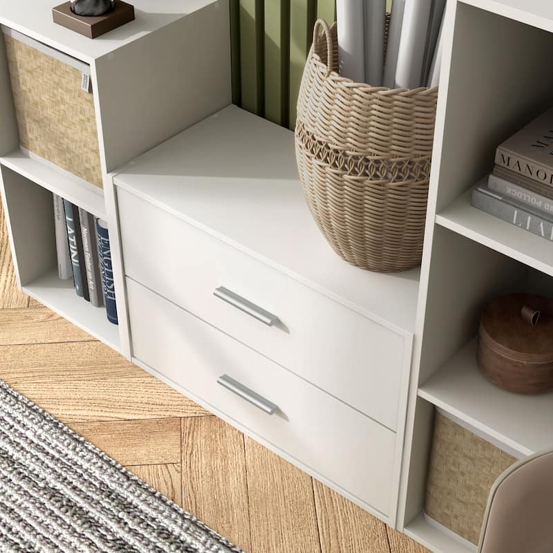 DH BASIC Modern Wood Customizable Stackable Storage Organizer - Cube Shelves, Drawer Cabinet, Bookcase with Doors by Denhour