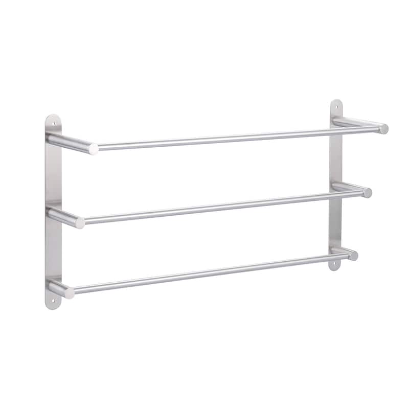 WOWOW Modern 3-Tier Wall Mounted Towel Rack - 24" - Brushed Nickel