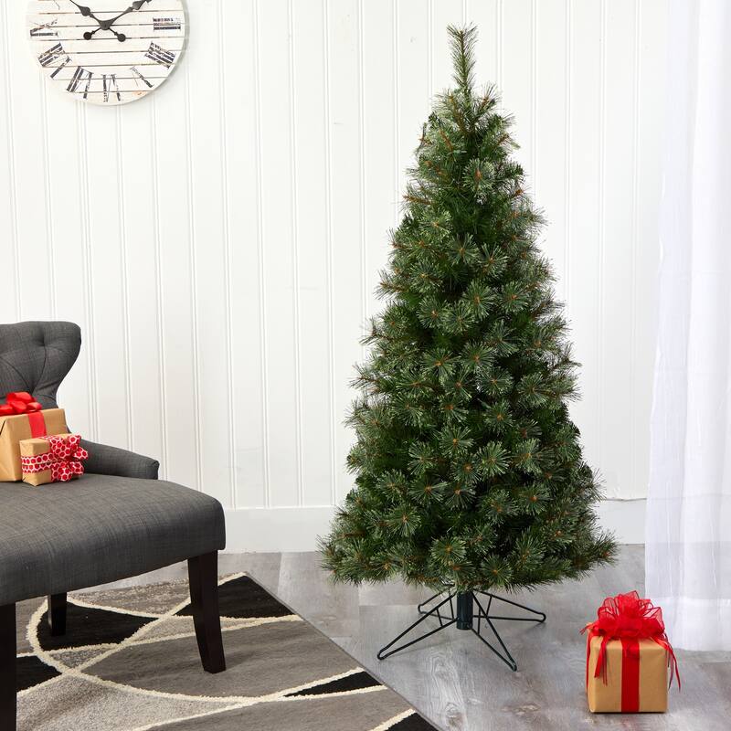 5ft. Cashmere Slim Artificial Christmas Tree with 250 Warm White Lights and 408 Branches - Elegant Holiday X-Mas Tree