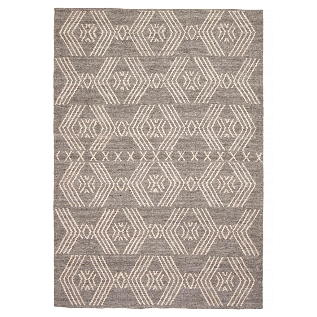ECARPETGALLERY Braid weave Sienna Grey Wool Rug - 5'3 x 7'7