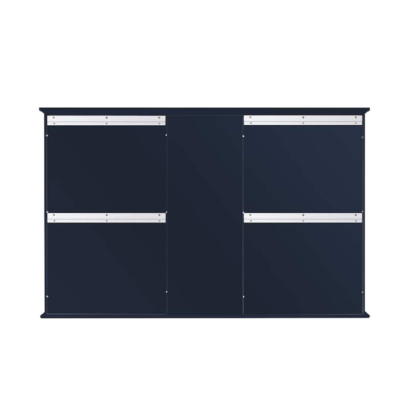 Modern Surface Mount Solid Wood Framed Medicine Cabinet With Mirror and Shelves