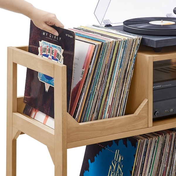 Crosley Asheville Medium Record Player Stand With Vinyl Storage