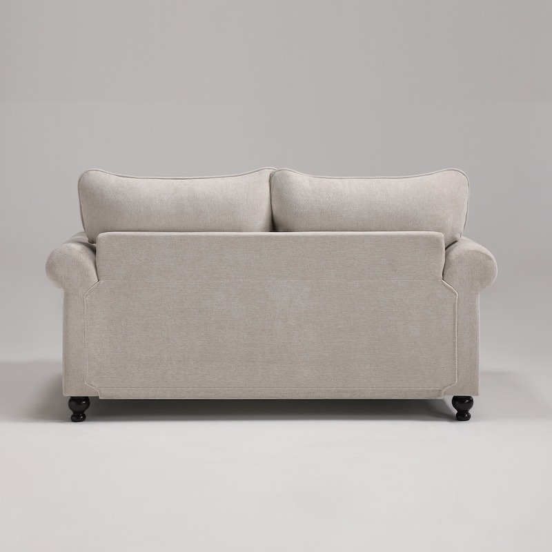Morden Fort Chenille Fabric Loveseat with Rolled Arm and Nailhead Trim