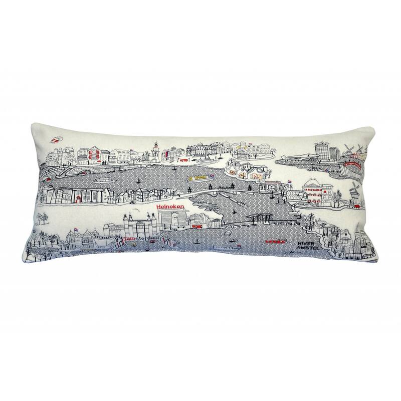 HomeRoots 35" White Amsterdam Daylight Skyline Lumbar Decorative Pillow