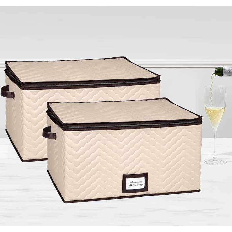 Hold N' Storage - Set of 2 Wine Glass Storage with dividers and Carry Handles. Each Holds 12 standard size glasses
