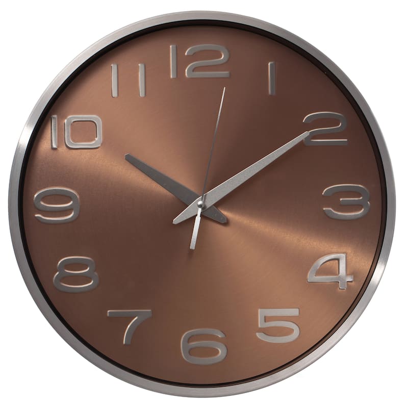 Aluminum Round Wall Clock - Modern Decor for Living Room, Kitchen, or Dining Room - 12 in Decorative Timepiece with Sleek Design - Gold