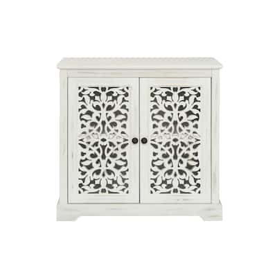 Modern Accent Kitchen Cabinet Sideboard Storage Cabinet with Hollow-Carved Door, Buffet Server Console Cabinet