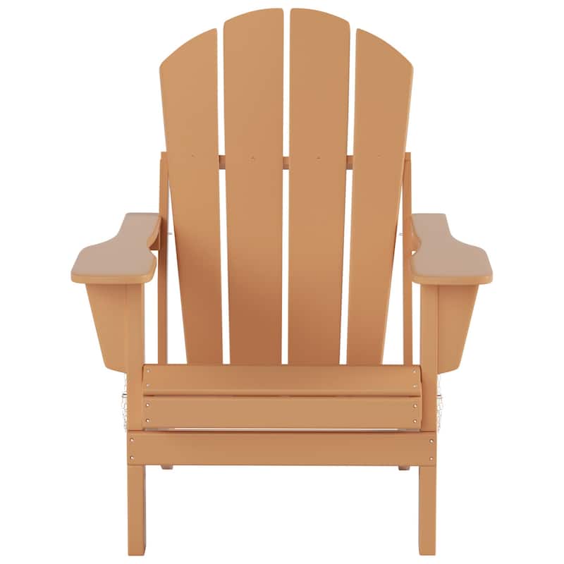 Polytrends Laguna Hdpe All Weather Outdoor Patio Foldable Adirondack Chairs With Side Table (3-Piece Set)