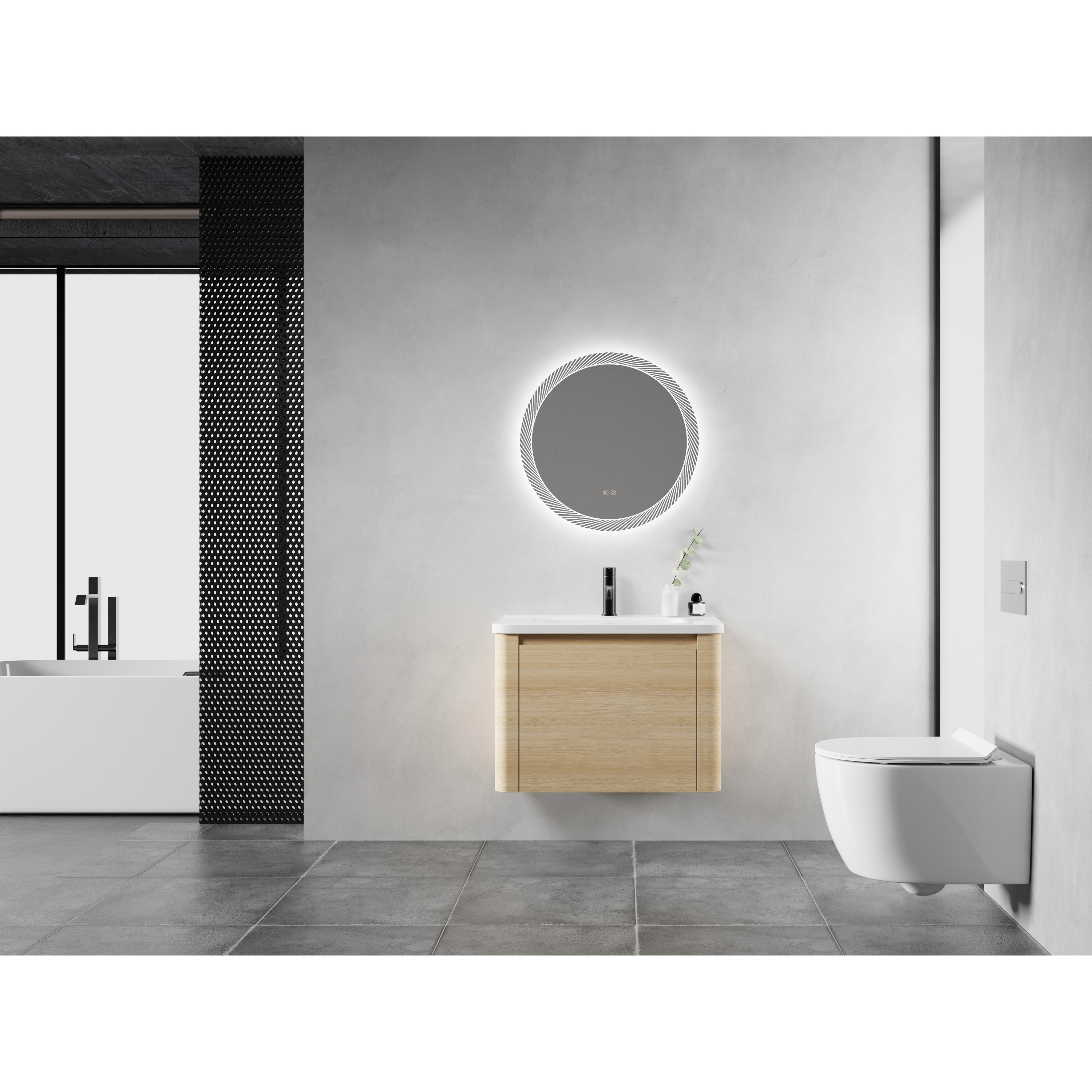 28-Inch Wall-Mounted Bathroom Vanity With White Ceramic Sink And Soft-Close Door