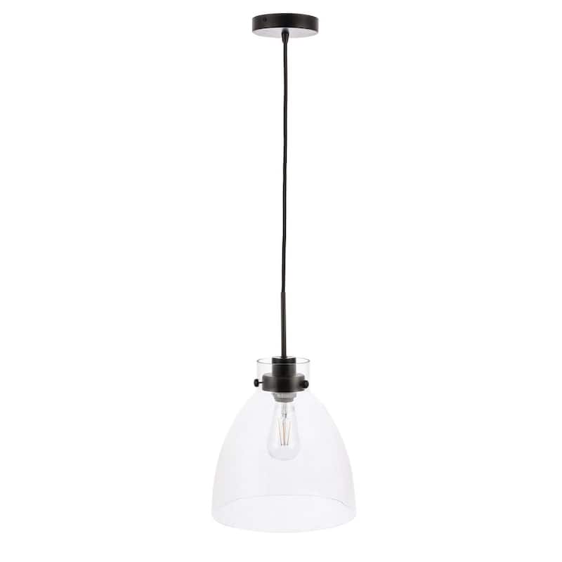 Ingrid 11-Inch Clear 1-Light Pendant - Black