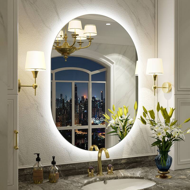 UL Certified Oval LED Lighted Anti-fog Wall Bathroom Vanity Mirror - 20"x28" - Backlit