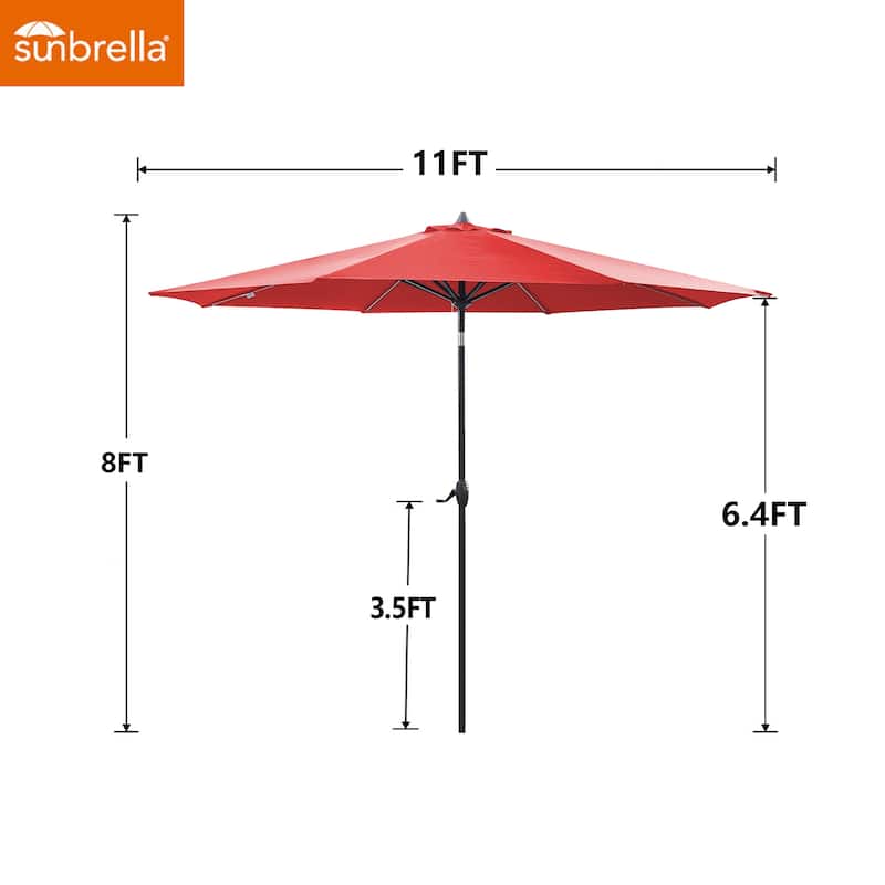 11Ft Market Umbrella with Sunbrella Fabric Outdoor Umbrella