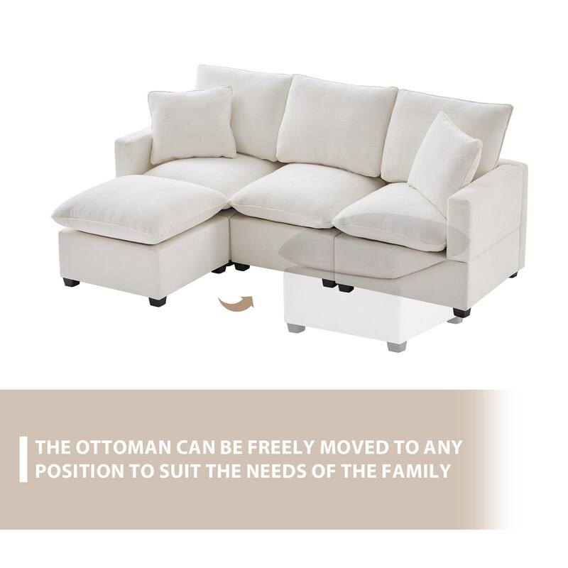 Modern Chenille Multi-Seat Sectional Sofa