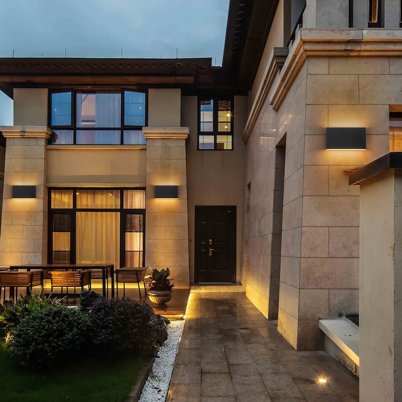 9.8"W Outdoor Rectangular Integrated LED Wall Sconce - 5.5-in H x 9.8-in W x 1.8-in D