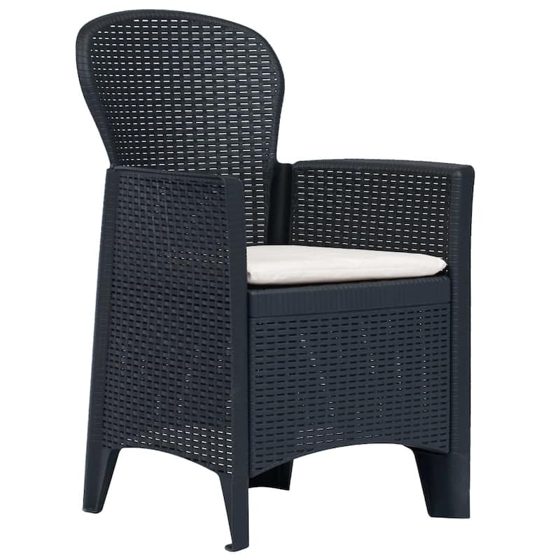 vidaXL Patio Chairs 2 Pcs Dining Single Chair with Cushion Plastic Rattan Look - 23.2" x 22.4" x 35"