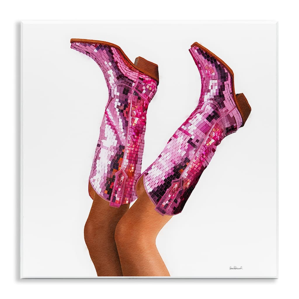 Stupell Pink Glam Cowgirl Boots Wall Plaque Art Design By Amanda Greenwood