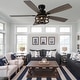 preview thumbnail 3 of 12, Bella Depot 52" Black Industrial Flush Mount Ceiling Fan with Light and Remote 6-speed Reversible DC Motor Low Profile Fan