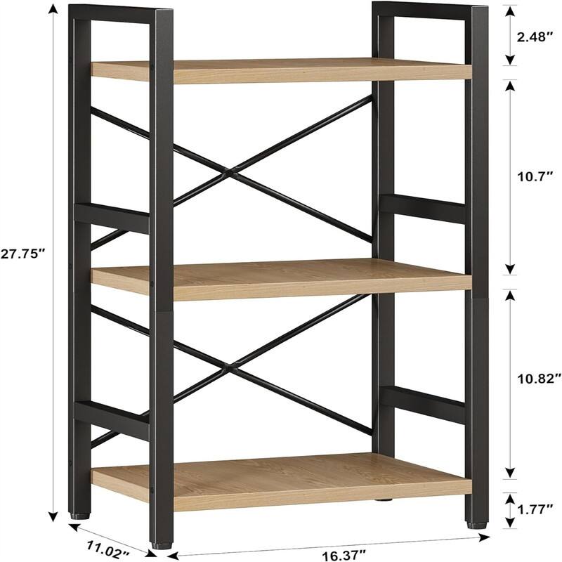 Metal Small Bookcase - 16.54"D x 11.02"W x 27.56"H