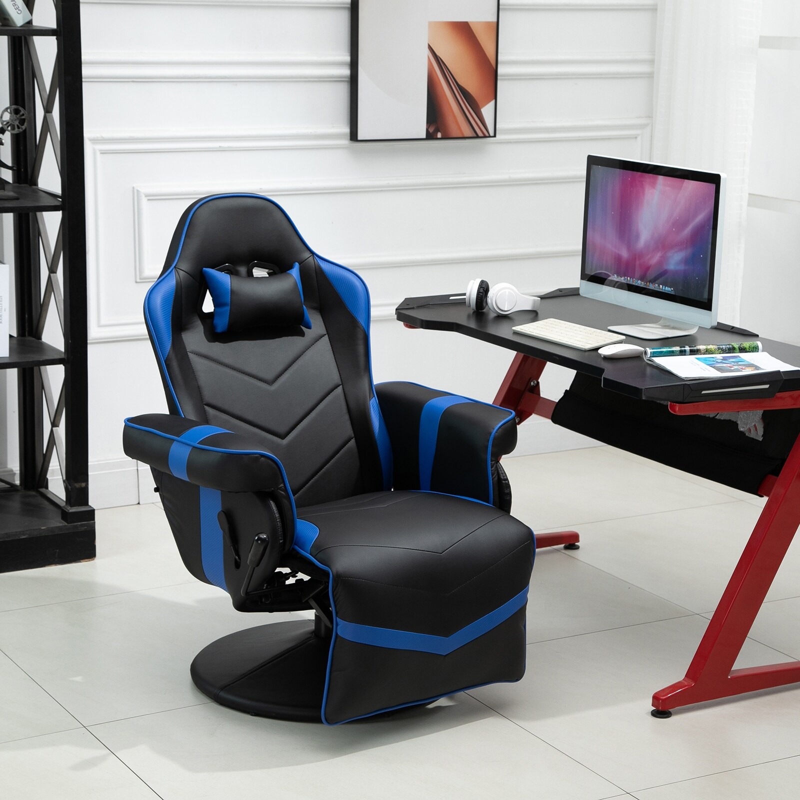 Vinsetto Home Comfortable Office Video Game Sofa Swivel Chair with