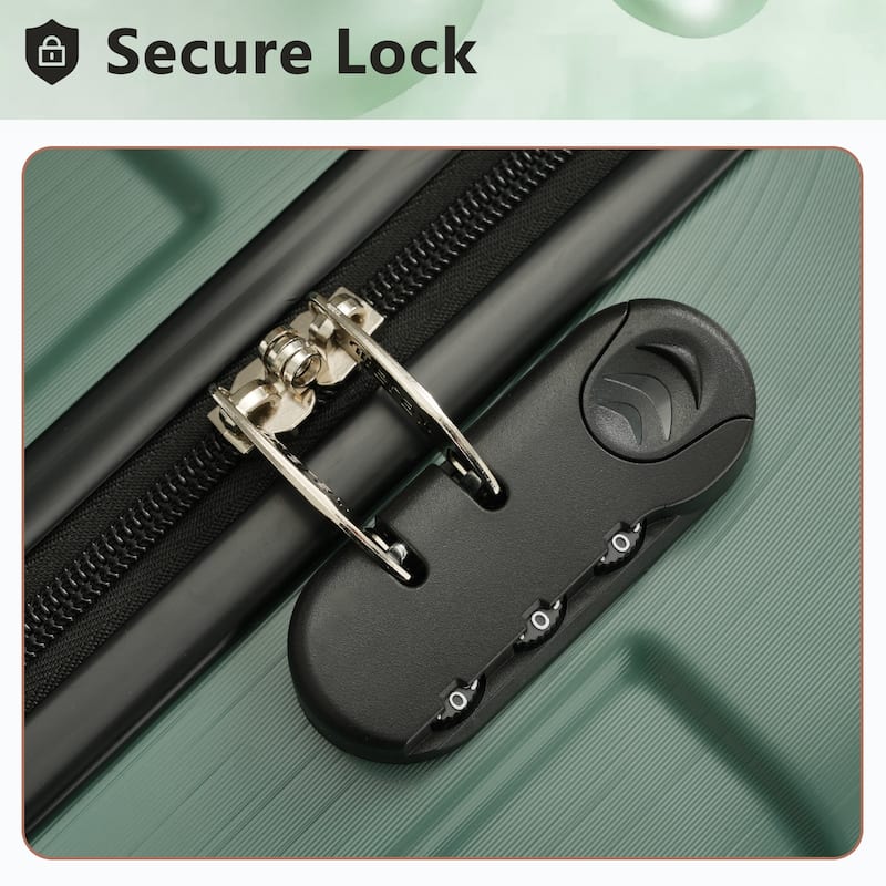 3 Piece Hardside Carry on Suitcase Sets with Spinner Wheels and Telescopic Handle, Portable Lightweight ABS Luggages for Travel