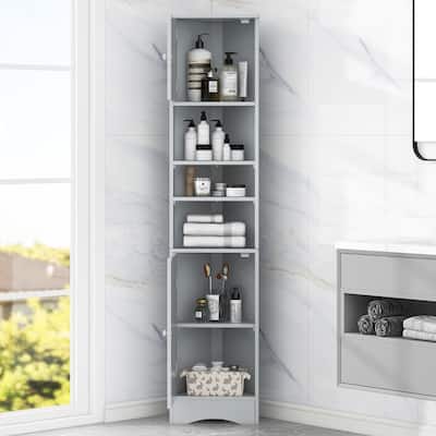 Bathroom Storage Cabinet Triangle Corner Cabinet Accent Cabinet, Grey