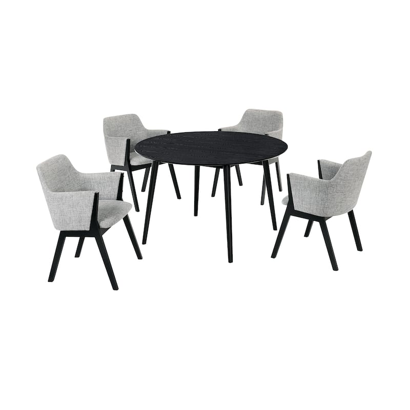 Arcadia and Renzo 48" Round Wood 5 Piece Dining Set