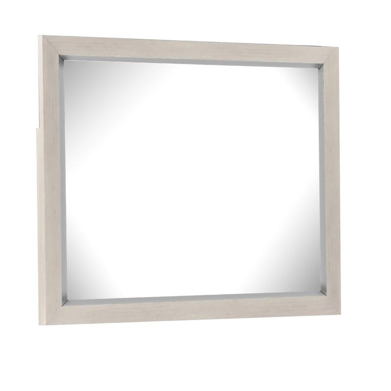 Kexa Dresser Mirror, Bevel Glass, Light Gray Solid Wood Frame, 34x44