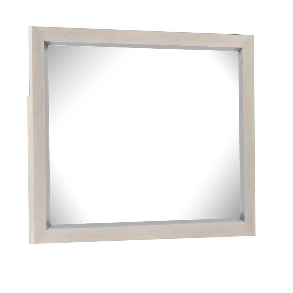 Kexa Dresser Mirror, Bevel Glass, Light Gray Solid Wood Frame, 34x44