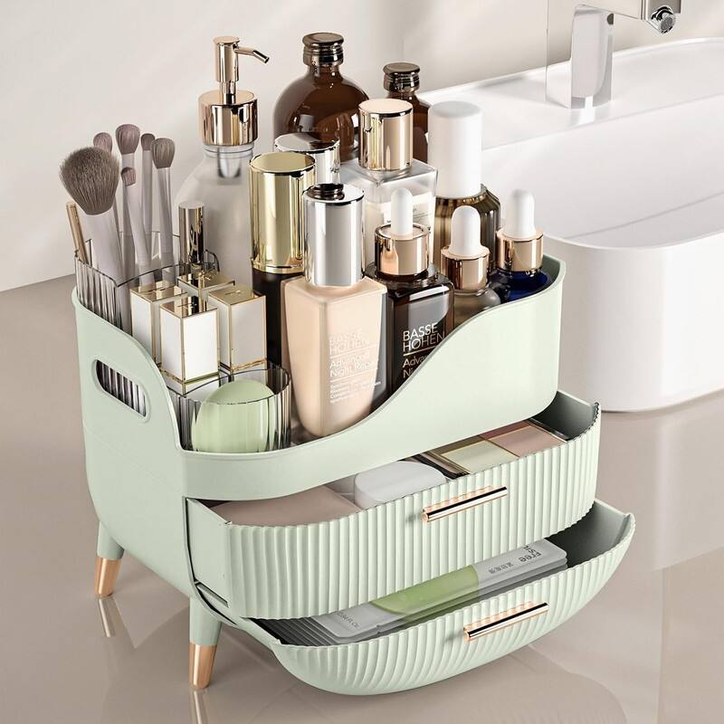 Makeup Organizer with Drawers - 7.3"D x 9.9"W x 7.9"H