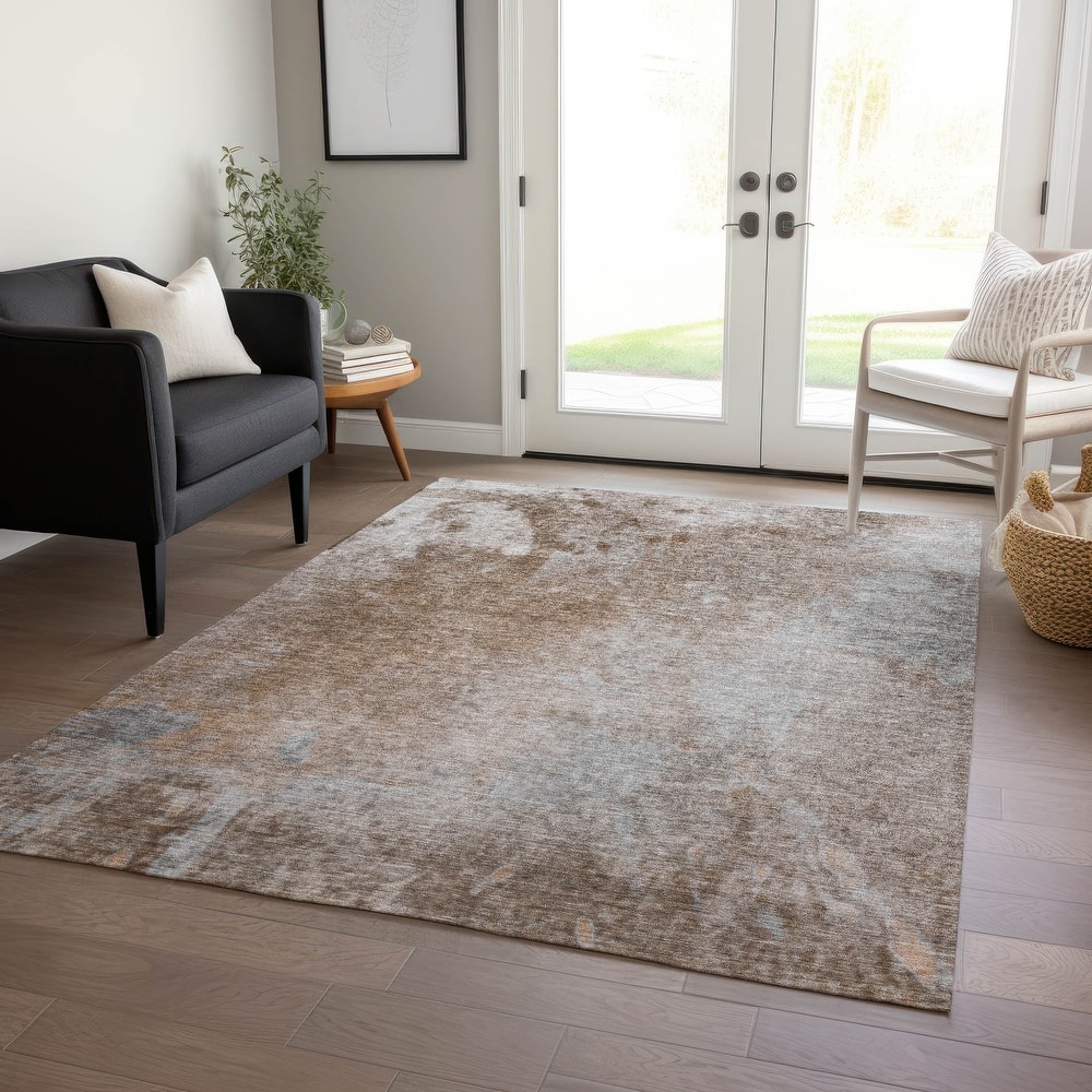 Machine Washable Indoor/ Outdoor Abstract Solid Chantille Rug