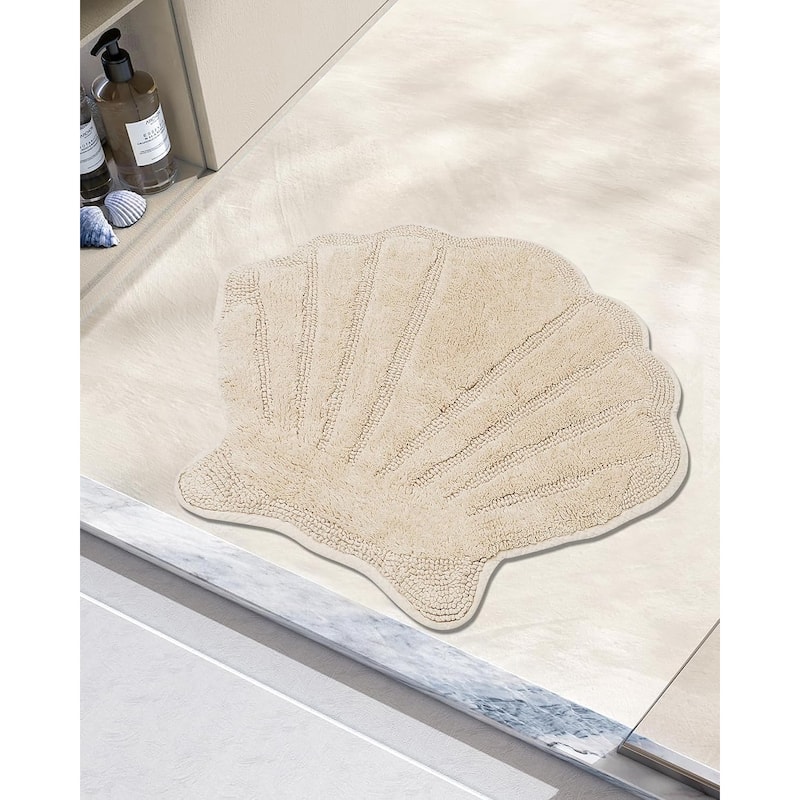 Better Trends Seashell Bath Rug 100% Cotton Absorbent Reversible Bathroom Mat Marilyn Collection