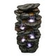 preview thumbnail 8 of 10, 40in High Outdoor 6-tier Rock Cascading Water Fountain with LED Lights - N/A